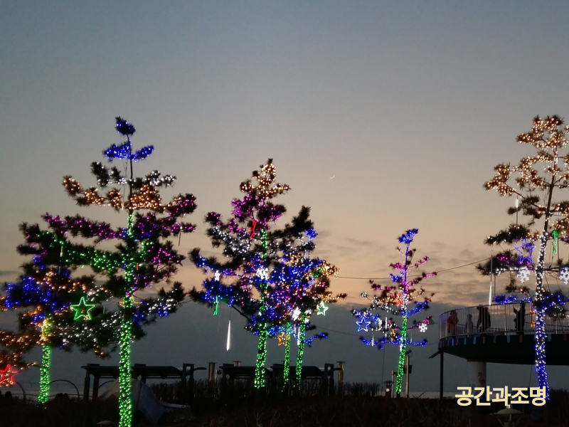 가로수 전구 장식 시공 사진